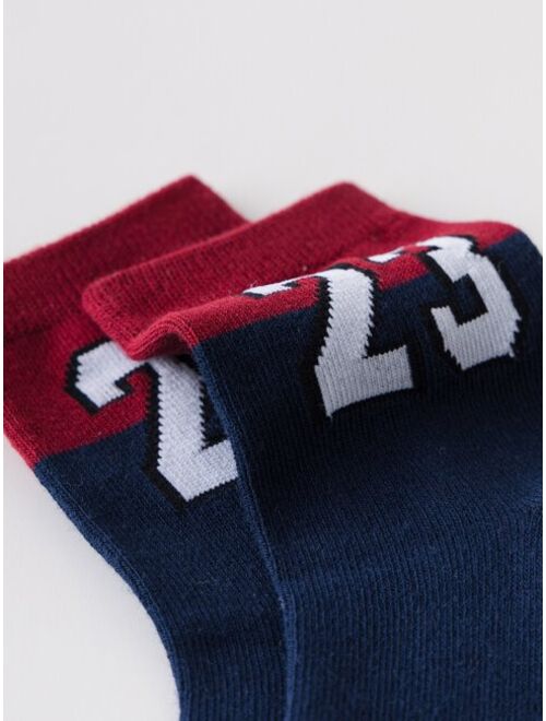Shein Larvakelly Apparel Accessories 5pairs Toddler Kids Basketball & Letter Graphic Crew Socks
