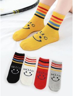 Xvqing Underwear & Sleepwear 5pairs Toddler Kids Expression & Letter Graphic Crew Socks