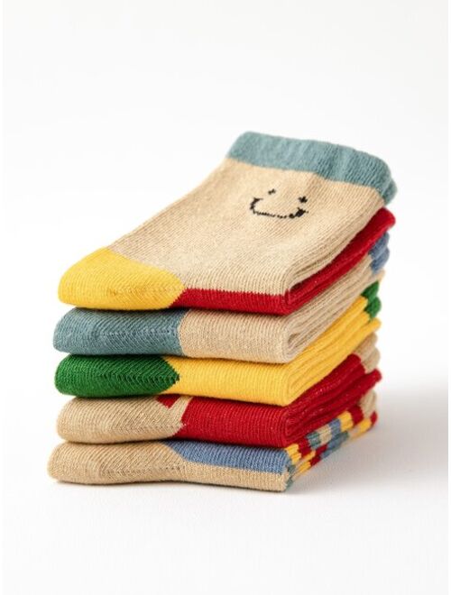 Shein Xvqing Underwear & Sleepwear 5pairs Toddler Kids Striped Pattern Crew Socks