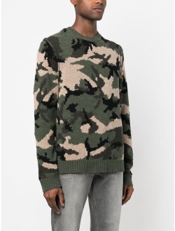 camouflage intarsia-knit jumper
