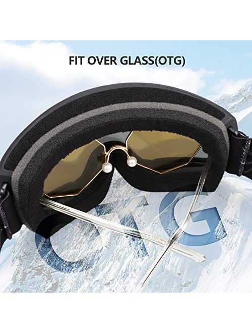 SAMIT Kids Ski Goggles, OTG Snow Goggles Anti Fog, Helmet Compatible Snowboard Goggles for Youth Boys Girls