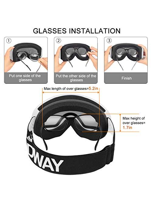 findway Kids Ski Goggles, Kids Snow Snowboard Goggles for Boys Girls Youth OTG