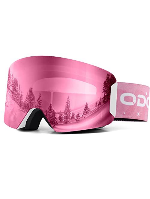 Odoland Kids Ski Snowboard Goggles, Anti-Fog OTG Cylindrical Snow Goggles for Youth Boys & Girls Snow Skiing