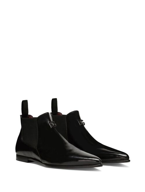 Dolce & Gabbana pointed-tie leather ankle boots