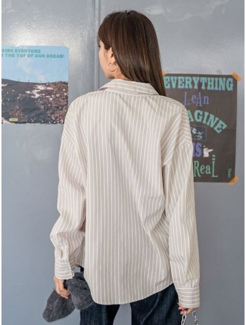 DAZY Vertical Striped Drop Shoulder Shirt