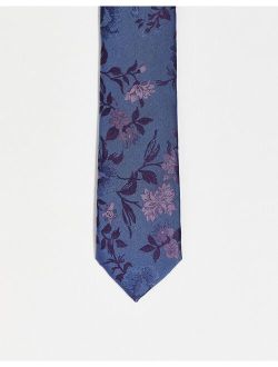 Twisted Tailor tie in navy with tonal floral pattern