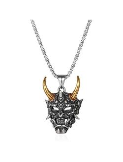 Generic Gothic Pirate Skull Anchor Pendant Necklace for Men with 23.6'' Stainless Steel Chain Nautical Fish Hook Satan Devil Death Flying Dragon Bull Head Compass Tree of
