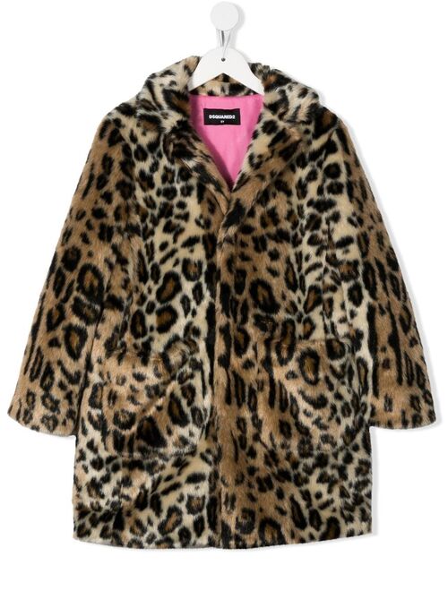 Dsquared2 Kids Leopard-print faux-fur coat