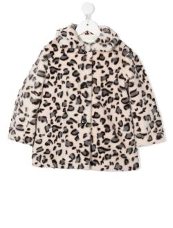 leopard-print faux-fur coat