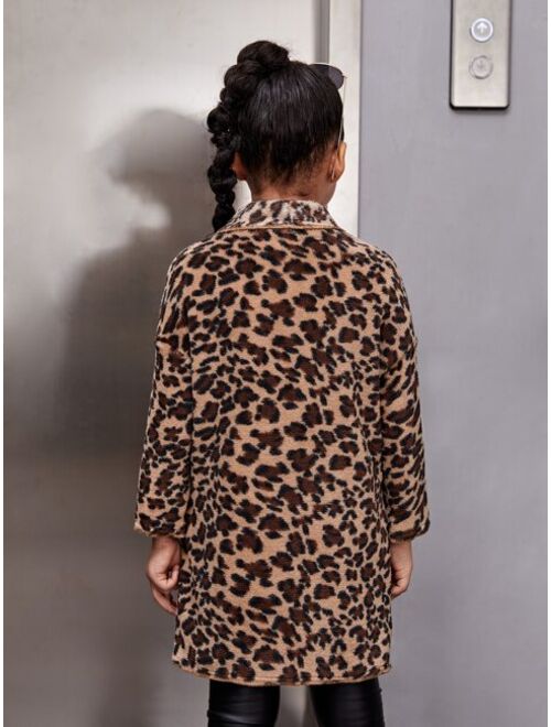 SHEIN Toddler Girls Leopard Print Shawl Collar Coat