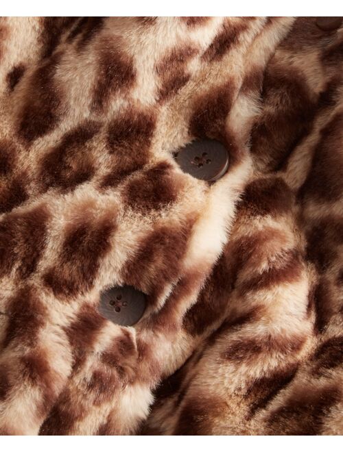 FIRST IMPRESSIONS Baby Girls Leopard Faux-Fur Hooded Coat, Created for Macy's
