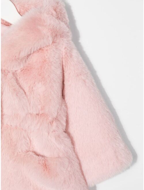 Monnalisa hooded faux-fur design coat