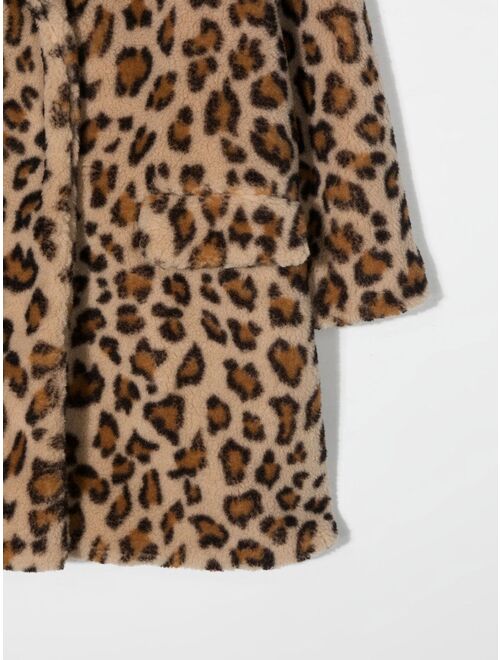Monnalisa brushed leopard-print coat