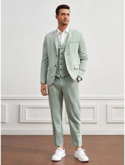 Men Single Breasted Blazer & Vest Blazer & Suit Pants Set