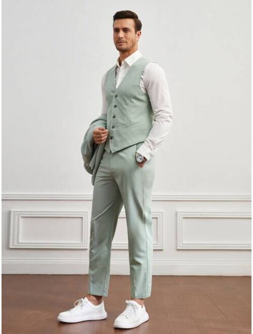 SHEIN Men Single Breasted Blazer & Vest Blazer & Suit Pants Set