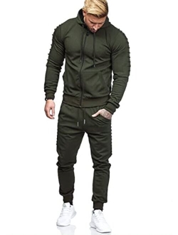 Men's Tracksuits 2 Piece Full Zip Hooded Sweatsuits Athletic Jogging Suit Sets with Pockets