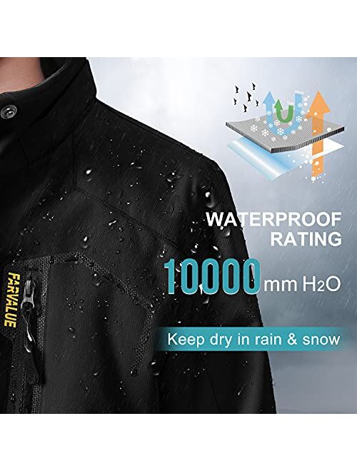 FARVALUE Girls Waterproof Skiing Jacket Windproof Winter Coat Warm Snow Coat with Removable Hood