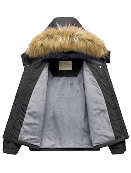 Pursky Girl's Waterproof Ski Jacket Kids Winter Snow Coats Fleece Raincoat Parka