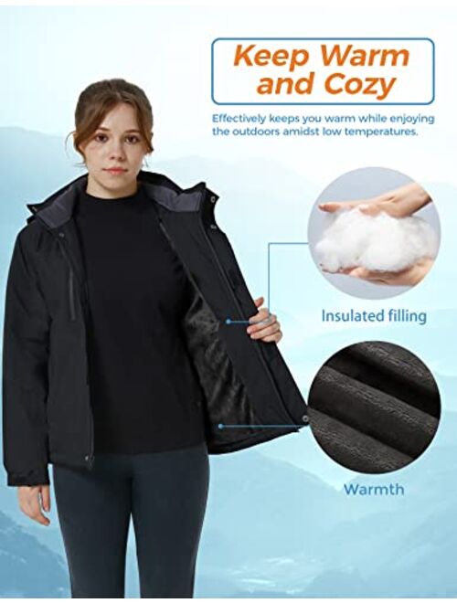 ZSHOW Girls' Waterproof Ski Jacket Warm Winter Snow Coat Fleece Raincoats