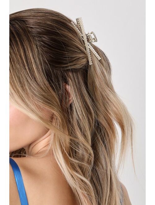 Lulus Elegant Charm Gold Pearl Hair Clip