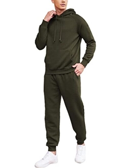 Men's Tracksuit 2 Piece Waffle Hoodie Sweatsuits Sets Athletic Jogging Suits with Pocket