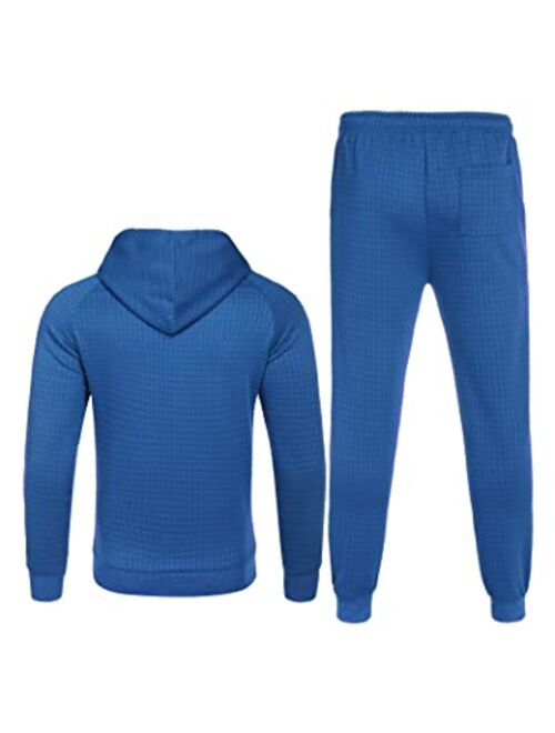 COOFANDY Men's Tracksuit 2 Piece Waffle Hoodie Sweatsuits Sets Athletic Jogging Suits with Pocket
