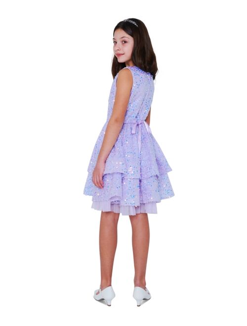 RARE EDITIONS Big Girls Sequin Tiered Sleeveless Skirt Dress