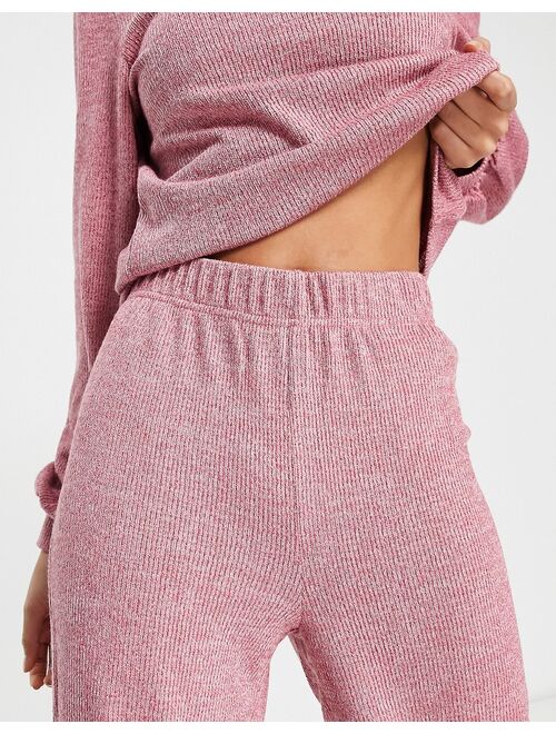 JDY exclusive knitted wide leg pants in rose pink - part of a set