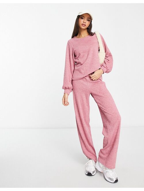JDY exclusive knitted wide leg pants in rose pink - part of a set