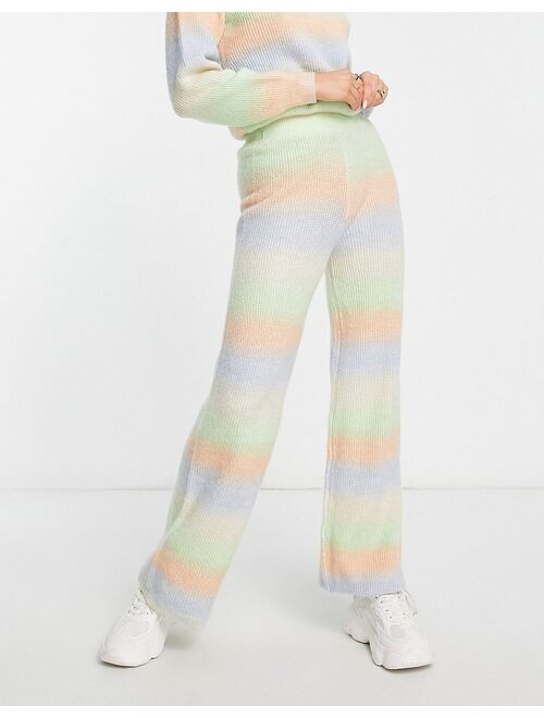 Pieces knitted wide leg pants in pastel gradient - part of a set