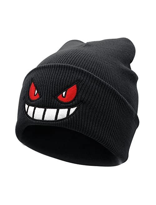 Ohjijinn Anime Beanie Knit Hats, Funny Beanie Hat Winter Skiing Slouchy Warm Cap, Soft Headwear for Men Women