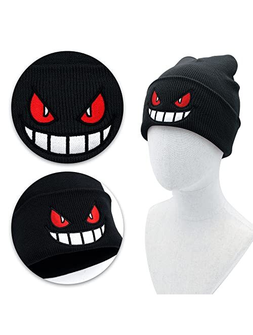 Ohjijinn Anime Beanie Knit Hats, Funny Beanie Hat Winter Skiing Slouchy Warm Cap, Soft Headwear for Men Women