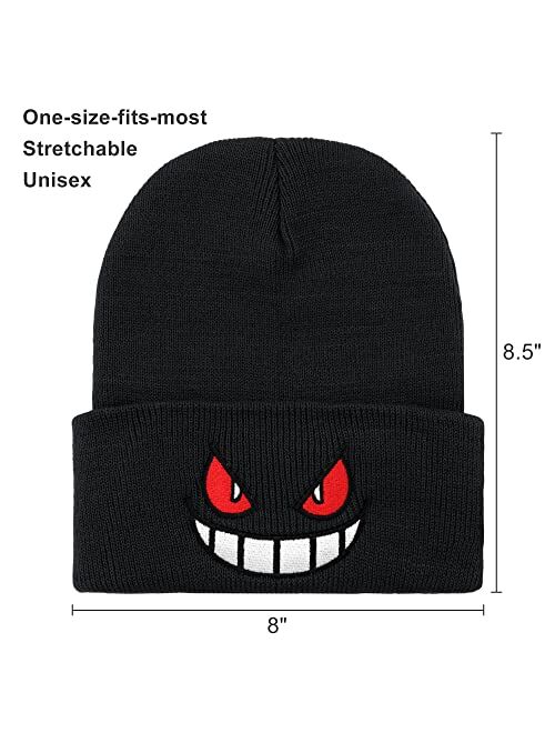 Ohjijinn Anime Beanie Knit Hats, Funny Beanie Hat Winter Skiing Slouchy Warm Cap, Soft Headwear for Men Women