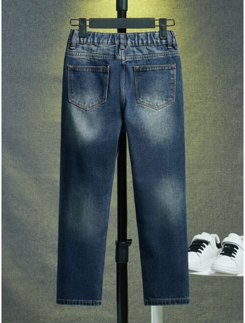 Shein Boys Ripped Frayed Bleach Wash Jeans