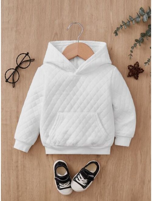 SHEIN Baby Quilted Kangaroo Pocket Hoodie