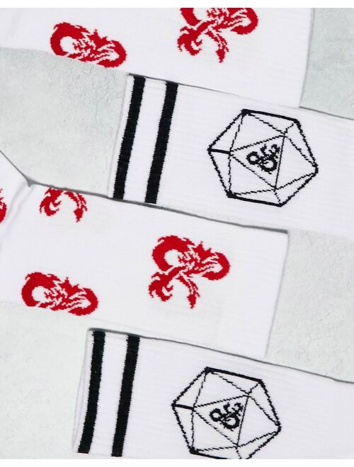 ASOS DESIGN 2 pack sports socks with Dungeons and Dragons design