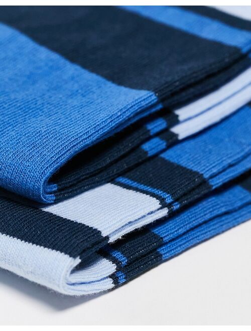 ASOS DESIGN 2 pack ankle socks in blue stripes