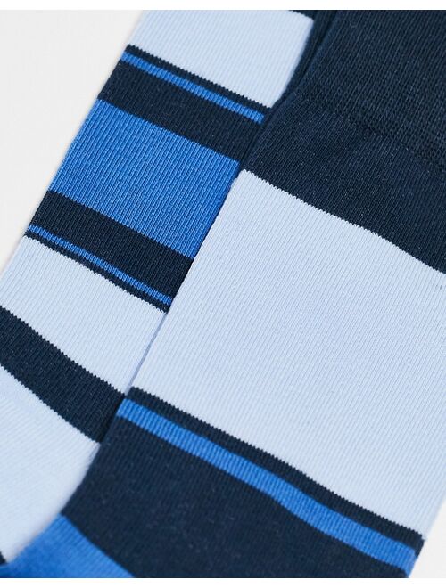 ASOS DESIGN 2 pack ankle socks in blue stripes