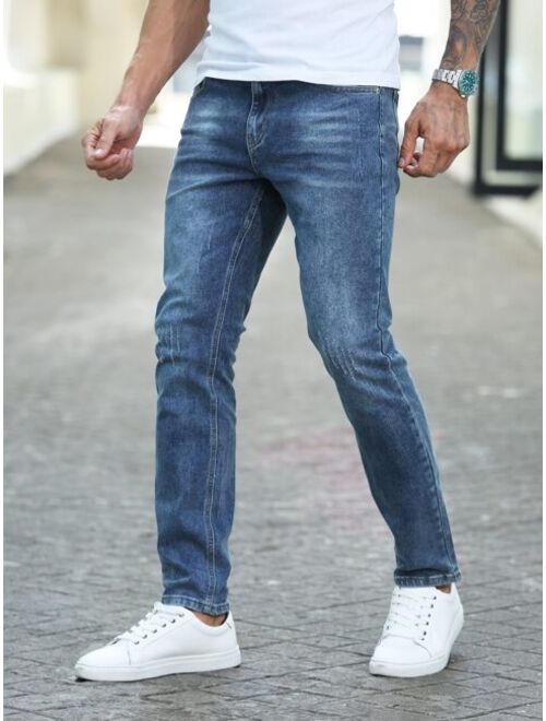 Shein Men Slant Pocket Slim Straight Jeans