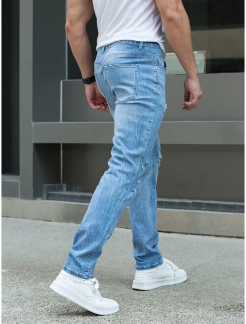 Shein Men Ripped Washed Jeans