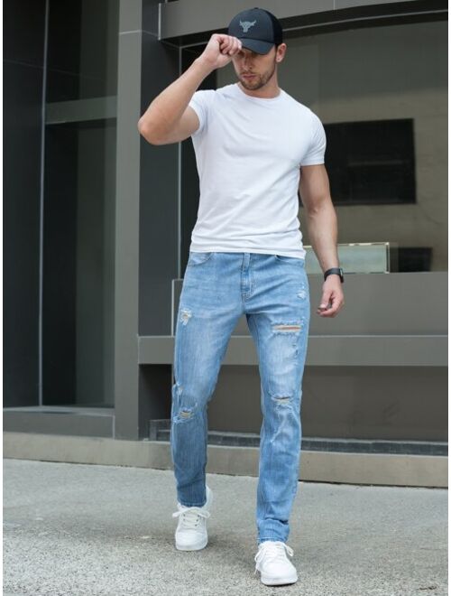 Shein Men Ripped Washed Jeans