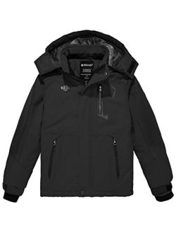 Wantdo Boy's Waterproof Ski Jacket Fleece Snowboarding Jackets Warm Thick Winter Coat Hooded Raincoats