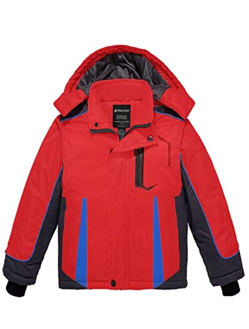 Wantdo Boy's Waterproof Ski Jacket Warm Winter Snow Coat Hooded Windproof Snowboarding Raincoats