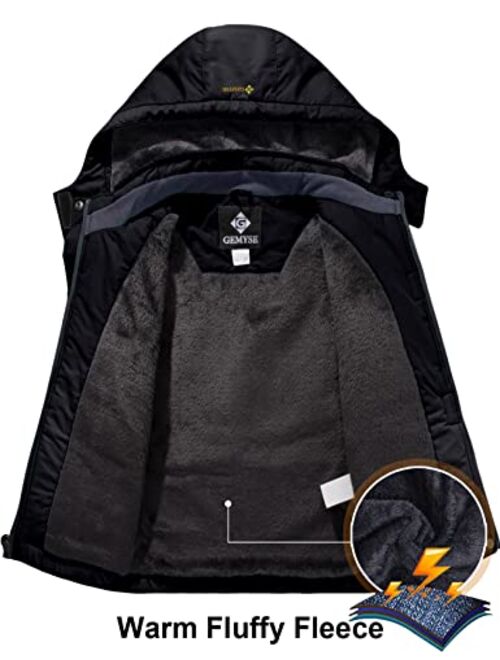 GEMYSE Boy's Waterproof Ski Snow Jacket Hooded Fleece Lined Windproof Winter Jacket