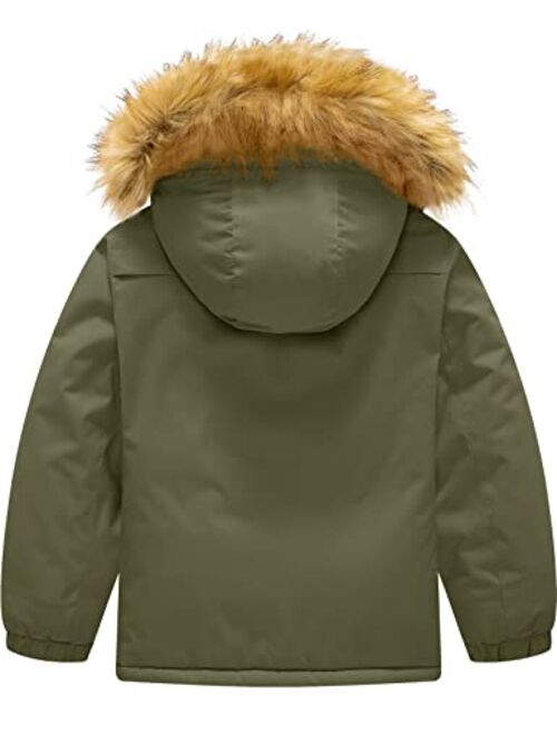 GEMYSE Boy's Winter Waterproof Ski Snow Jacket Hooded Fleece Windproof Jacket