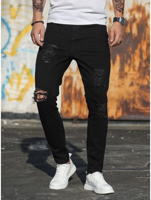 Shein Men Ripped Frayed Skinny Jeans