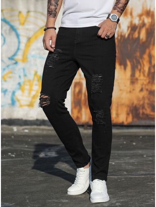 Shein Men Ripped Frayed Skinny Jeans