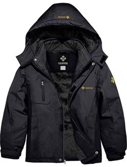 GEMYSE Boy's Waterproof Ski Snow Jacket Fleece Windproof Winter Jacket with Hood