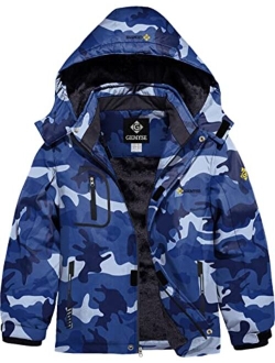 GEMYSE Boy's Waterproof Ski Snow Jacket Fleece Windproof Winter Jacket with Hood