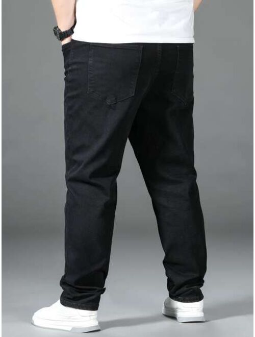 Shein Extended Sizes Men Slant Pocket Tapered Jeans